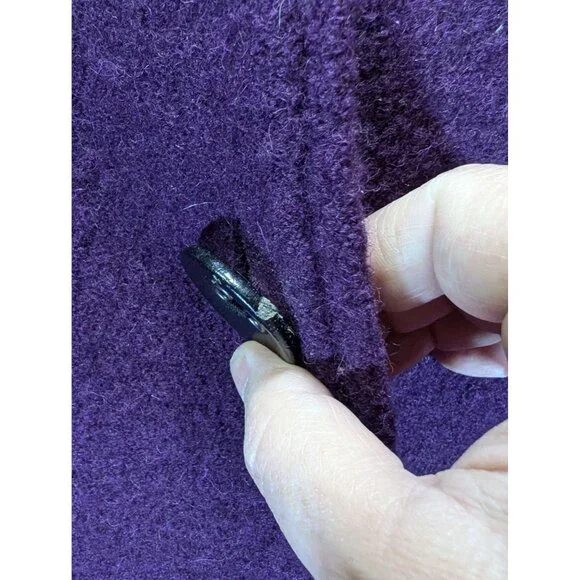 Ruby Rd. Wool Coat Women M Jacket Coat Purple Black Button Accent Pleat Back - Picture 11 of 11